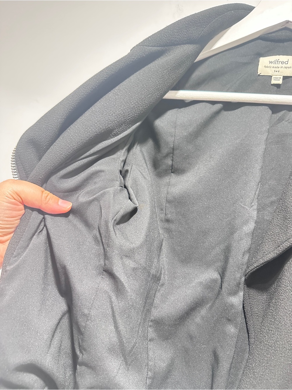 Wilfred Aritzia Black Crepe Moto Biker Jacket Size 2 - Picture 8 of 11